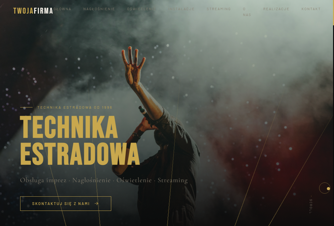 SDS Profesjonalne strony internetowe dla firm – Technika estradowa – landing page z animacjami